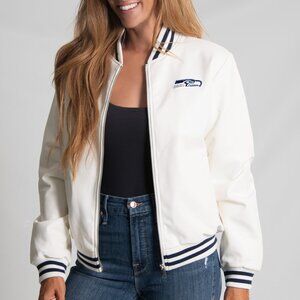 NFL Seattle Seahawks White Vegan Leather Jacket